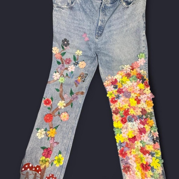 ♻️ Upcycled Abercrombie & Fitch 🧚‍♀️ Little Garden Jeans